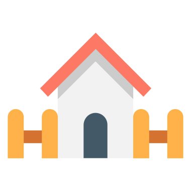 Bina ve inşaat mühendisliği ikonu, vektör çizimi. ev ve çit