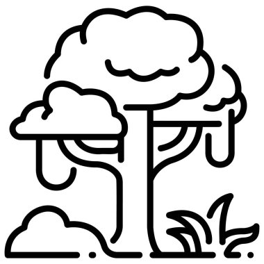 Amazon Konsepti 'nin Yaşamı, vektör çizimi. ağaç