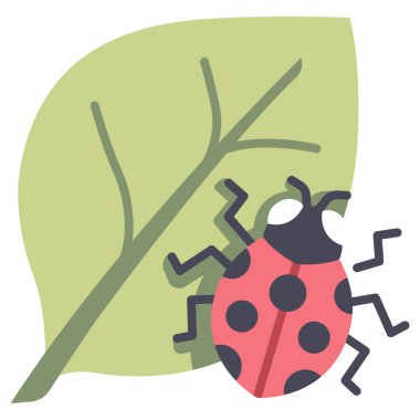 Bahçe ikonu, vektör illüstrasyonu. Uğur böceği