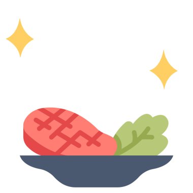 Restoran ve yemek ikonu, vektör çizimi. Biftek.