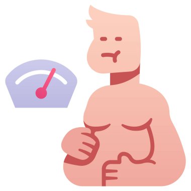 Hastalık ve yaralanma ikonu, vektör çizimi. obezite