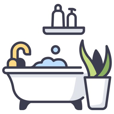 İç tasarım ikonu, vektör illüstrasyonu. banyo