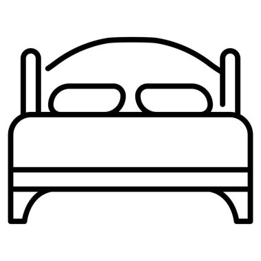 İç tasarım ikonu, vektör illüstrasyonu. yatak