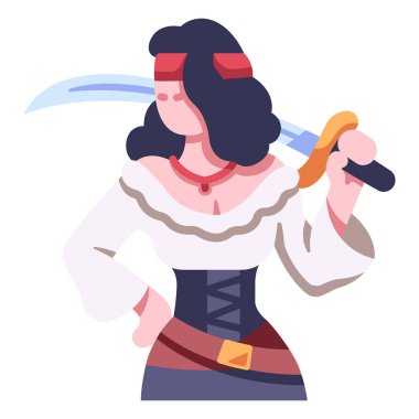 Korsan konsept ikonu, vektör illüstrasyonu. korsan kadınlar