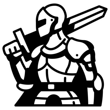 Ortaçağ ikonu, vektör illüstrasyonu. Şövalye