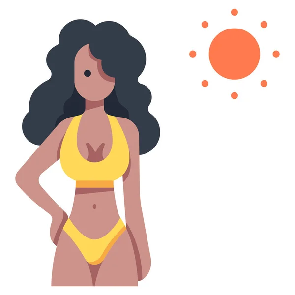 Nyári Vakáció Ikon Vektor Illusztráció Ban Szexi Bikini — Stock Vector
