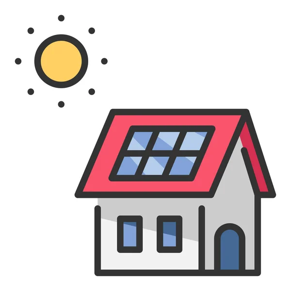 Icona Della Conservazione Ambientale Illustrazione Vettoriale Casa Cella Solare — Vettoriale Stock