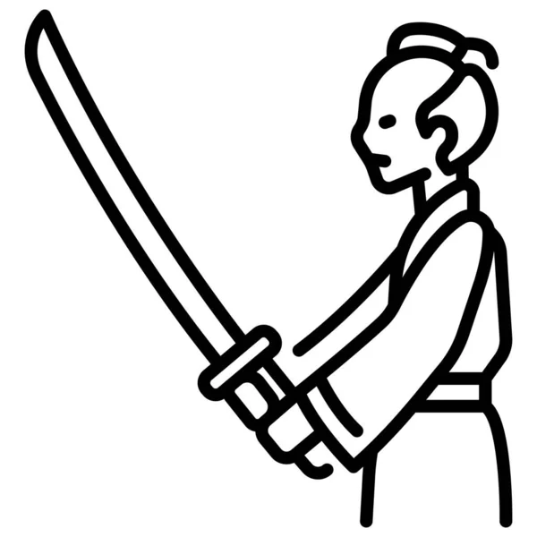 Japão Ícone Conceitual Ilustração Vetorial Samurai —  Vetores de Stock