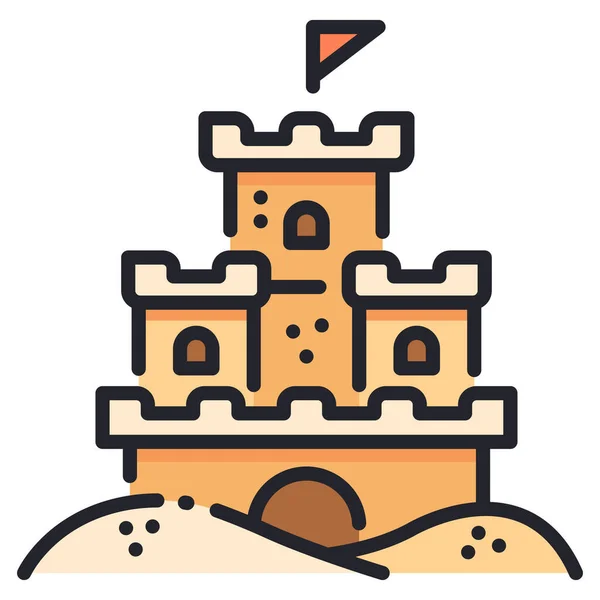 Ícone Férias Verão Ilustração Vetorial Castelo Areia — Vetor de Stock