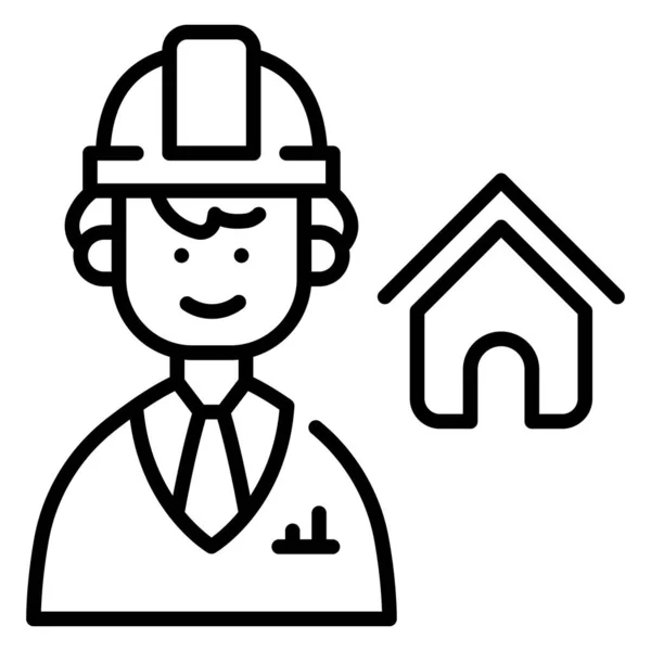 Ícone Engenharia Construção Construção Ilustração Vetorial Engenheiro Casa — Vetor de Stock