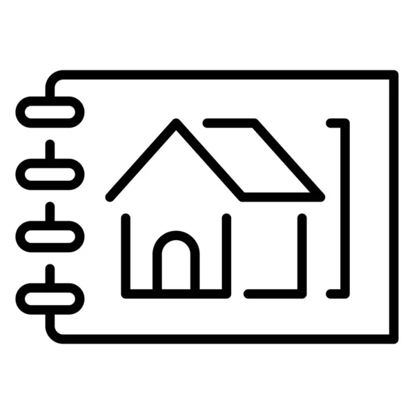 Icona Ingegneria Edilizia Delle Costruzioni Illustrazione Vettoriale Schizzo Della Casa — Vettoriale Stock