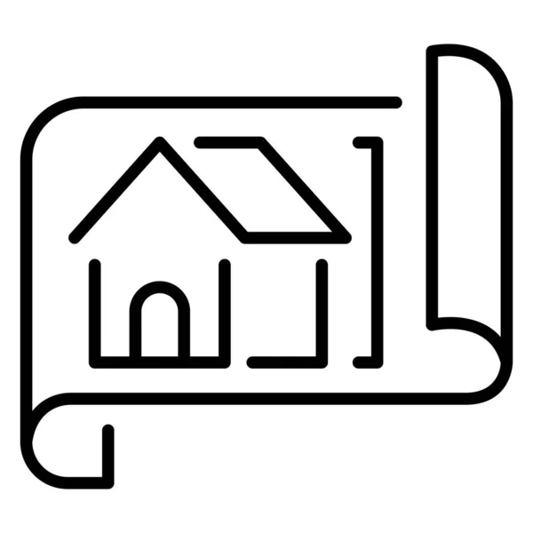 Icona Ingegneria Edilizia Delle Costruzioni Illustrazione Vettoriale Piano Casa — Vettoriale Stock