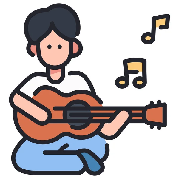 Summer Vacation Icon Vector Illustration Playing Guitar — Stock Vector