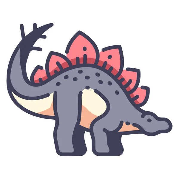 Carino Dinosauro Dei Cartoni Animati Illustrazione Vettoriale Stegosauro — Vettoriale Stock
