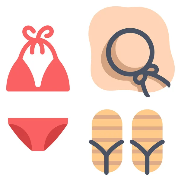 Summer Vacation Icon Vector Illustration Women Beach Costume — Stock Vector