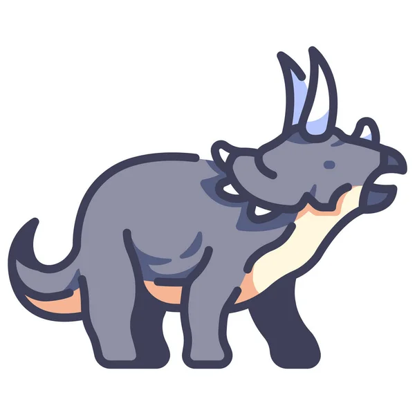 Lindo Dinosaurio Dibujos Animados Ilustración Vectorial Triceratops — Archivo Imágenes Vectoriales