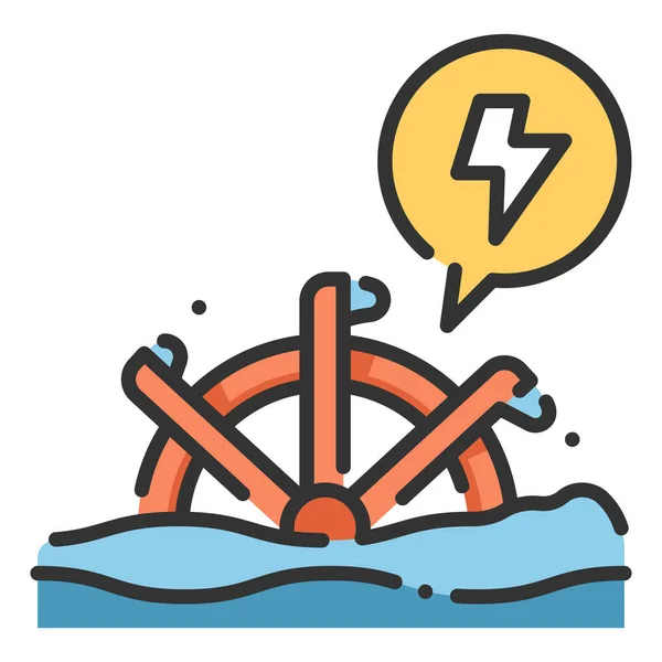 Ikona Ochrany Životního Prostředí Vektorová Ilustrace Energie Vodního Kola — Stockový vektor