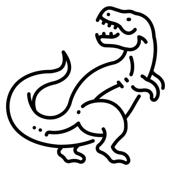 Dinosaurus Kartun Ilustrasi Vektor Pada Latar Belakang Putih Yang Terisolasi - Stok Vektor