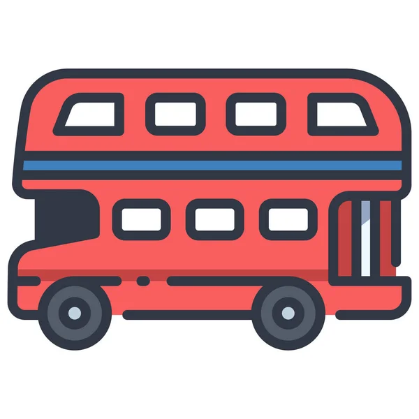 Αγγλικό Εννοιολογικό Εικονίδιο Διανυσματική Απεικόνιση Κόκκινο Διώροφο Λεωφορείο — Διανυσματικό Αρχείο