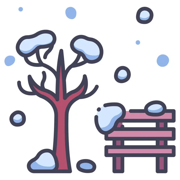 Иконка Сезона Векторная Иллюстрация Зимний Парк — стоковый вектор