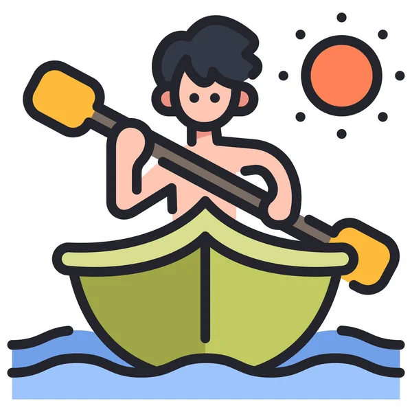 Icône Des Vacances Été Illustration Vectorielle Kayak Soleil — Image vectorielle