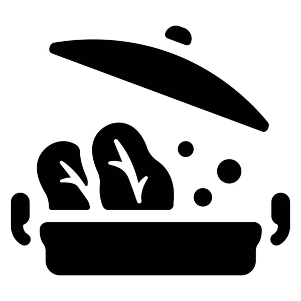 Икона Еды Кухни Векторная Иллюстрация Горячая Кастрюля — стоковый вектор