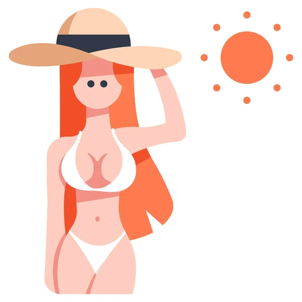 Nyári Vakáció Ikon Vektor Illusztráció Ban Bikini — Stock Vector