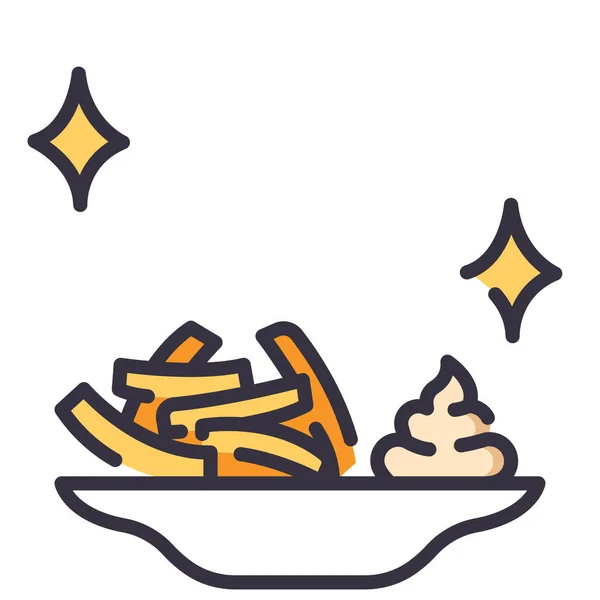 Restaurant Und Restaurant Ikone Vektorillustration Pommes Auf Dem Teller — Stockvektor