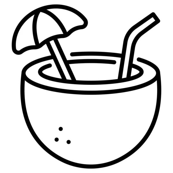 Summer Vacation Icon Vector Illustration Coconut Juice — 스톡 벡터