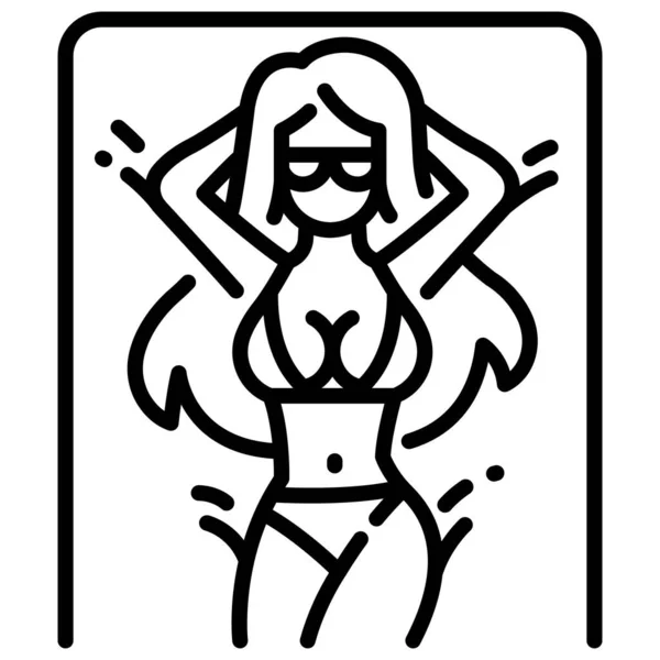 Ikona Wakacji Letnich Ilustracja Wektora Kobieta Opalająca Się — Wektor stockowy