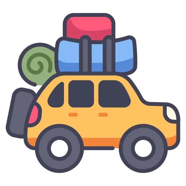 Temporada Icono Conceptual Ilustración Vectorial Viaje Familia Coche — Vector de stock