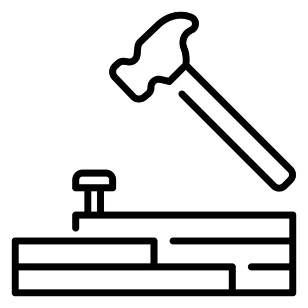 Ícone Engenharia Construção Construção Ilustração Vetorial Martelo Madeira — Vetor de Stock