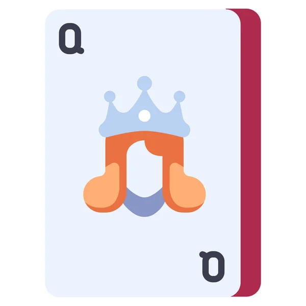 Ikona Karban Vektorová Ilustrace Queen Poker Card — Stockový vektor