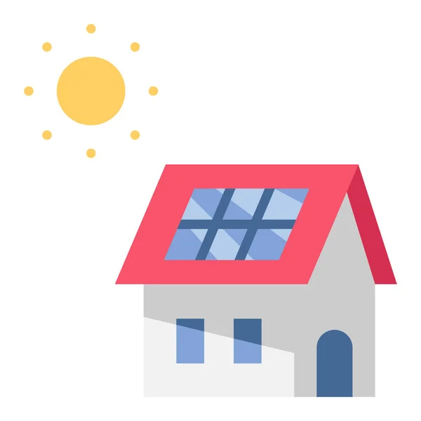 Icona Della Conservazione Ambientale Illustrazione Vettoriale Casa Cella Solare — Vettoriale Stock