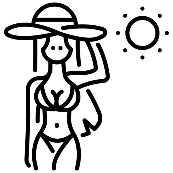 Nyári Vakáció Ikon Vektor Illusztráció Ban Bikini — Stock Vector