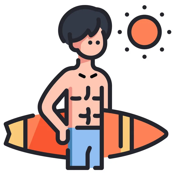 Ícone Férias Verão Ilustração Vetorial Homem Windsurf — Vetor de Stock