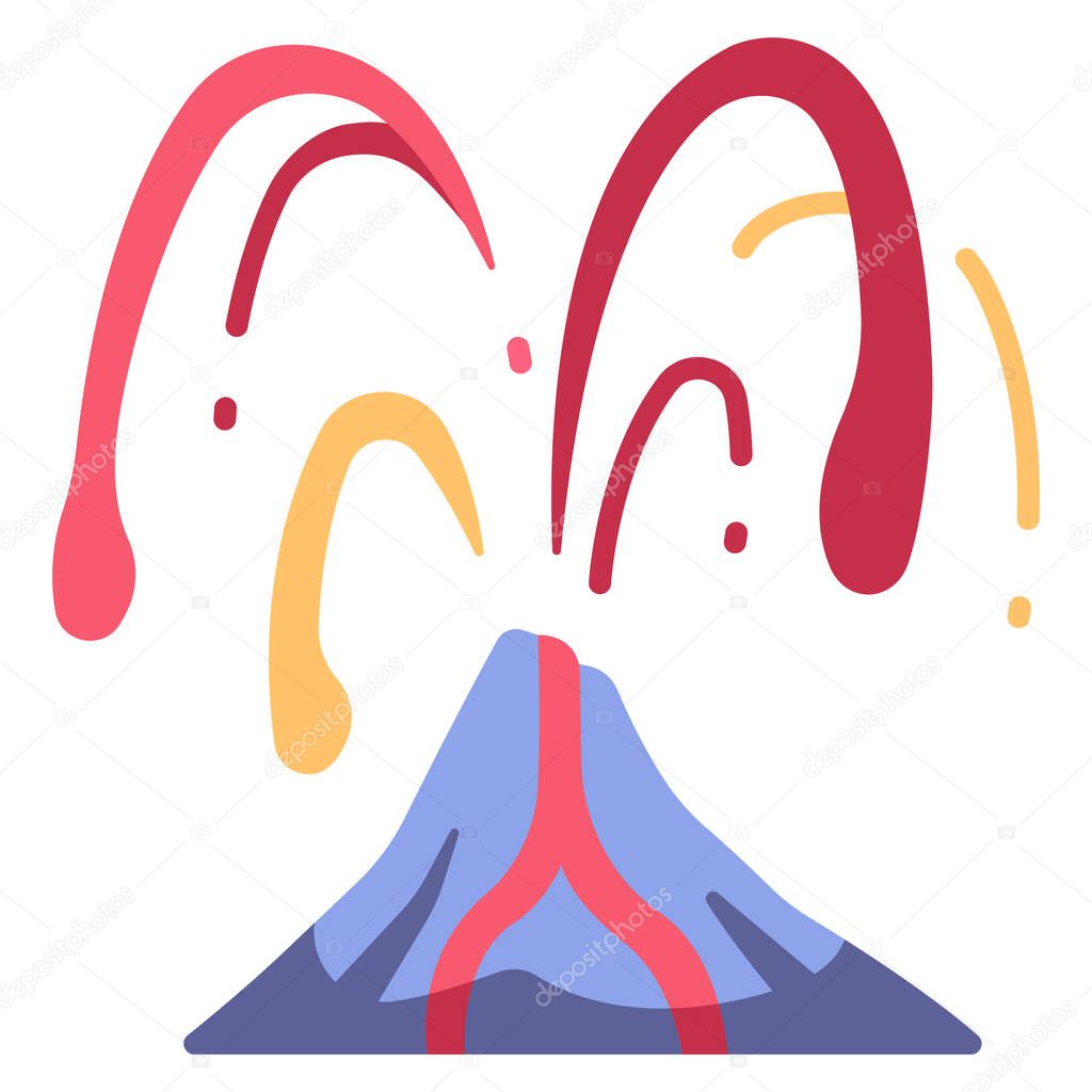Vector illustration of a beautiful colorful volcano
