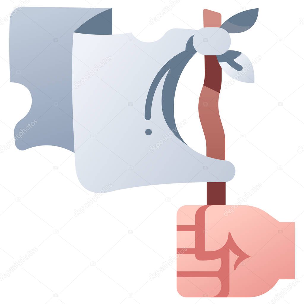 Military icon on white background, vector illustration, battlefield concept, surrender flag