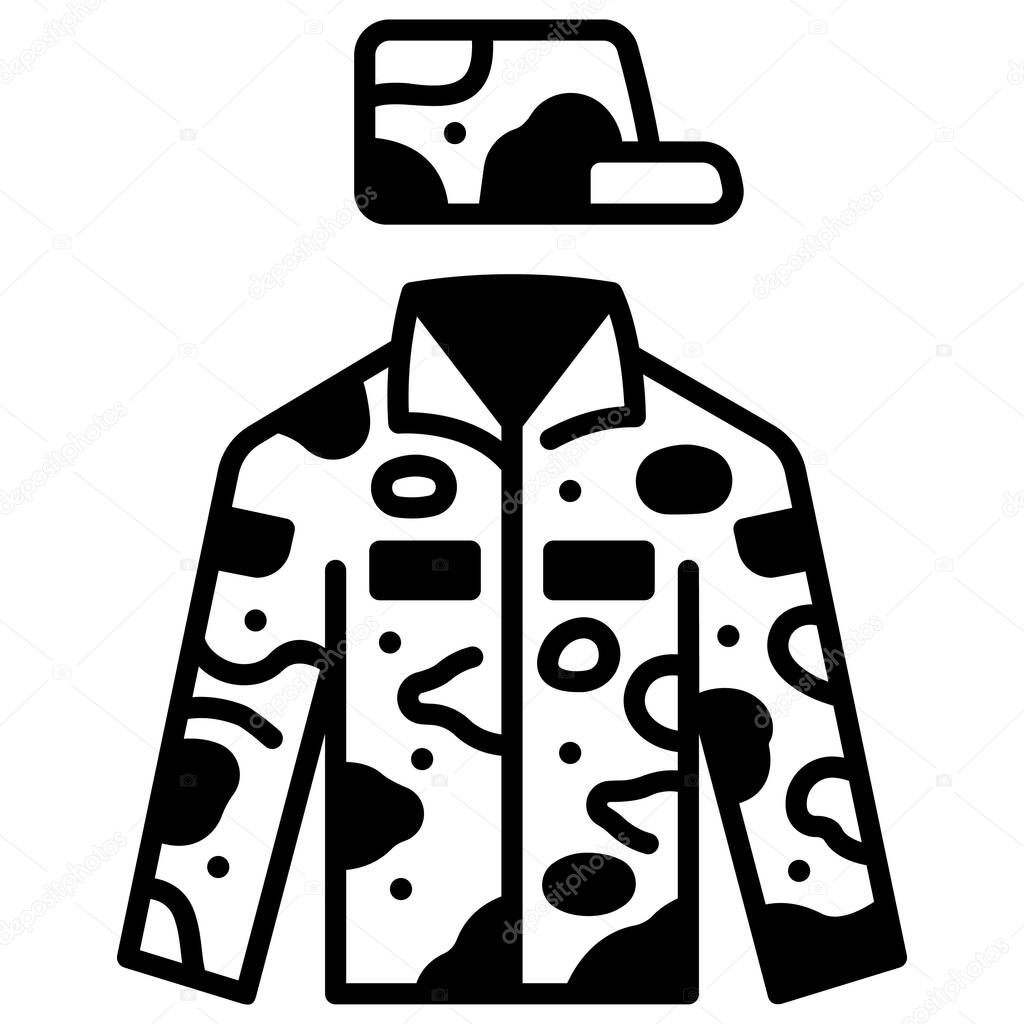 Military icon on white background, vector illustration, battlefield concept, soldier uniform