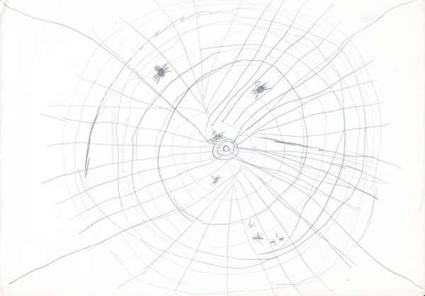 Spider Web Παιδική Ζωγραφική Εικονογράφηση — Φωτογραφία Αρχείου