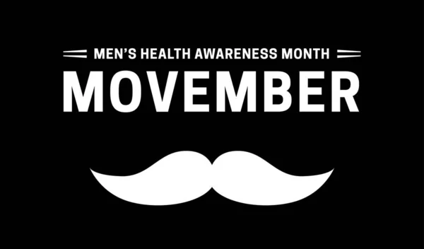 Nero Movember Salute Degli Uomini Consapevolezza Mese Sfondo Illustrazione — Vettoriale Stock