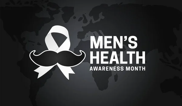 Men Health Awareness Month Schwarzer Hintergrund Illustration Mit Schleife Und — Stockvektor