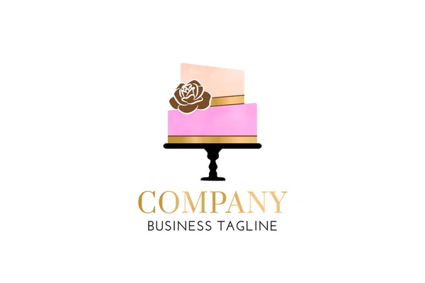 Розовый Современный Дизайн Логотипа Торта — стоковый вектор