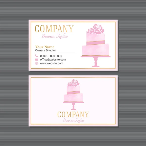 Design Cartão Visita Com Bolo Rosa — Vetor de Stock