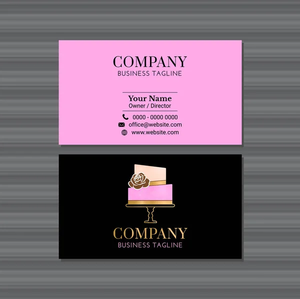 Design Cartão Visita Bolo Moda Preto Rosa — Vetor de Stock