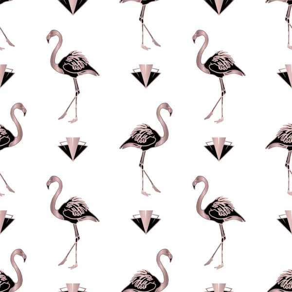 Art Deco Styl Flamingo Wzór Tła — Wektor stockowy