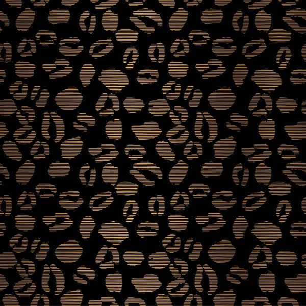 Gold Animal Print Repeat Pattern Design Auf Schwarzem Hintergrund Mit — Stockvektor