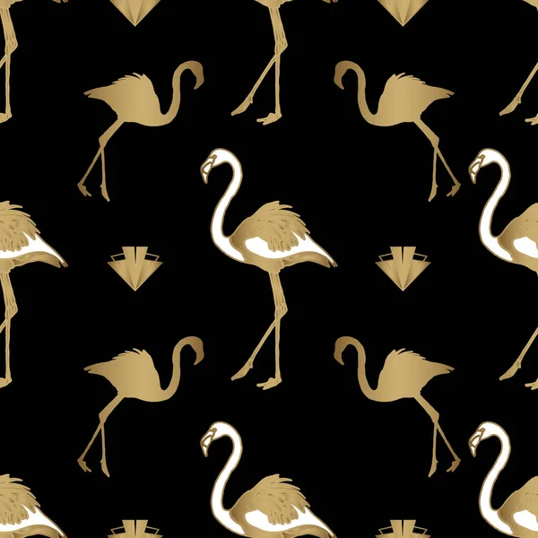 Art Deco Wzór Flamingo — Wektor stockowy