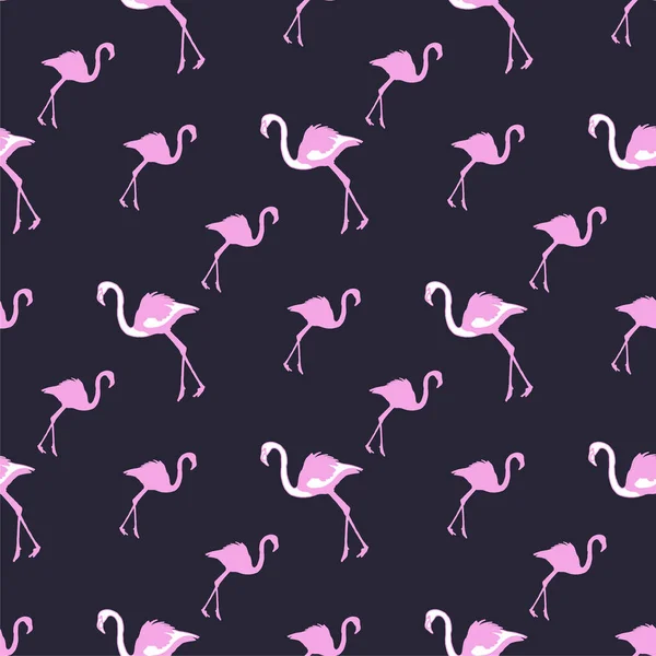 Wzór Navy Flamingo Różowymi Ptakami — Wektor stockowy