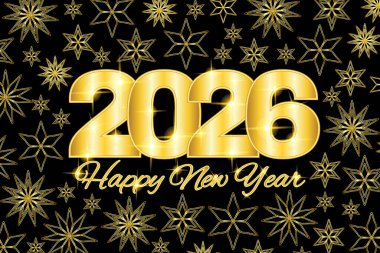 2026 Mutlu Yıllar Altın Arkaplan Resimli Afiş